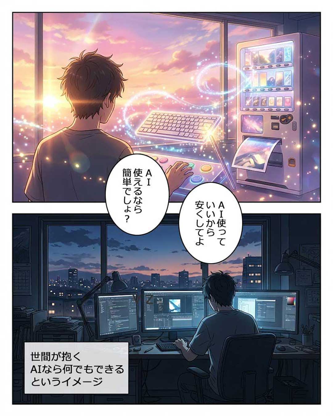 【AIデザイン・動画制作の現実】AIならすぐできるという誤解が業界を崩壊させる理由漫画1ページ目