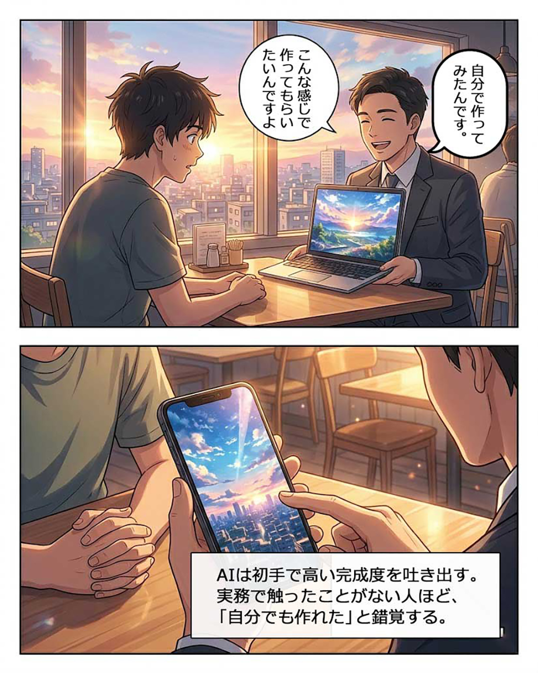 【AIデザイン・動画制作の現実】AIならすぐできるという誤解が業界を崩壊させる理由漫画2ページ目