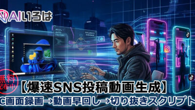 【爆速SNS投稿動画生成】PC画面録画→動画早回し→切り抜きスクリプト